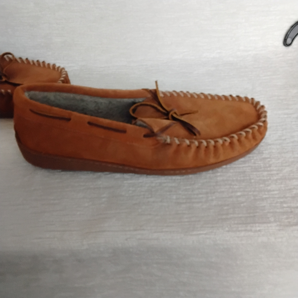 Minnetonka Size 10 Mens Tan Suede Moccasins - Picture 7 of 11